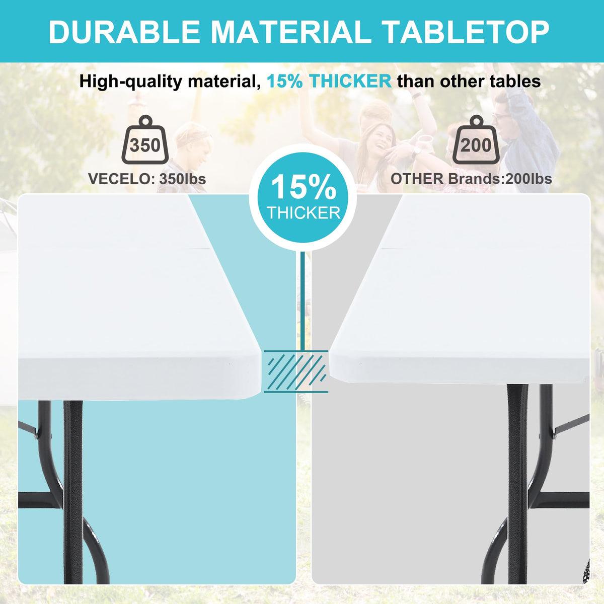 6Ft White Folding Picnic Table H5962