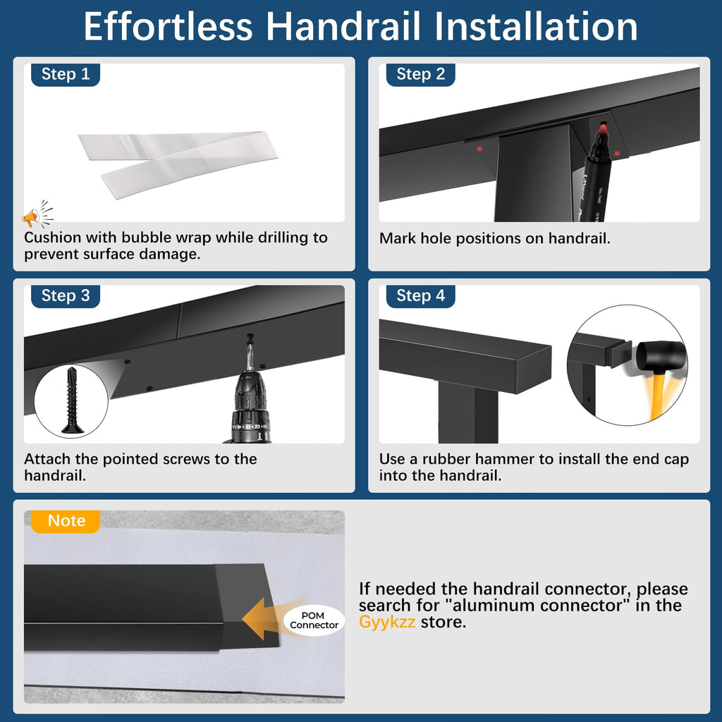 Black Aluminum Handrail 3 Pack U2818