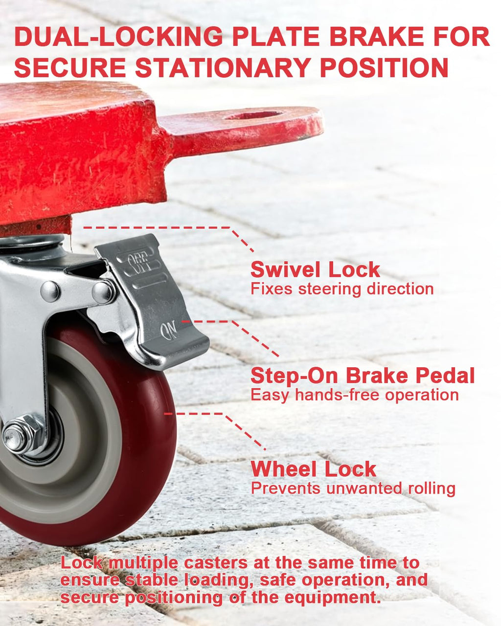 6 Pcs 4 Inch Heavy Duty Locking Swivel Plate Casters N1145