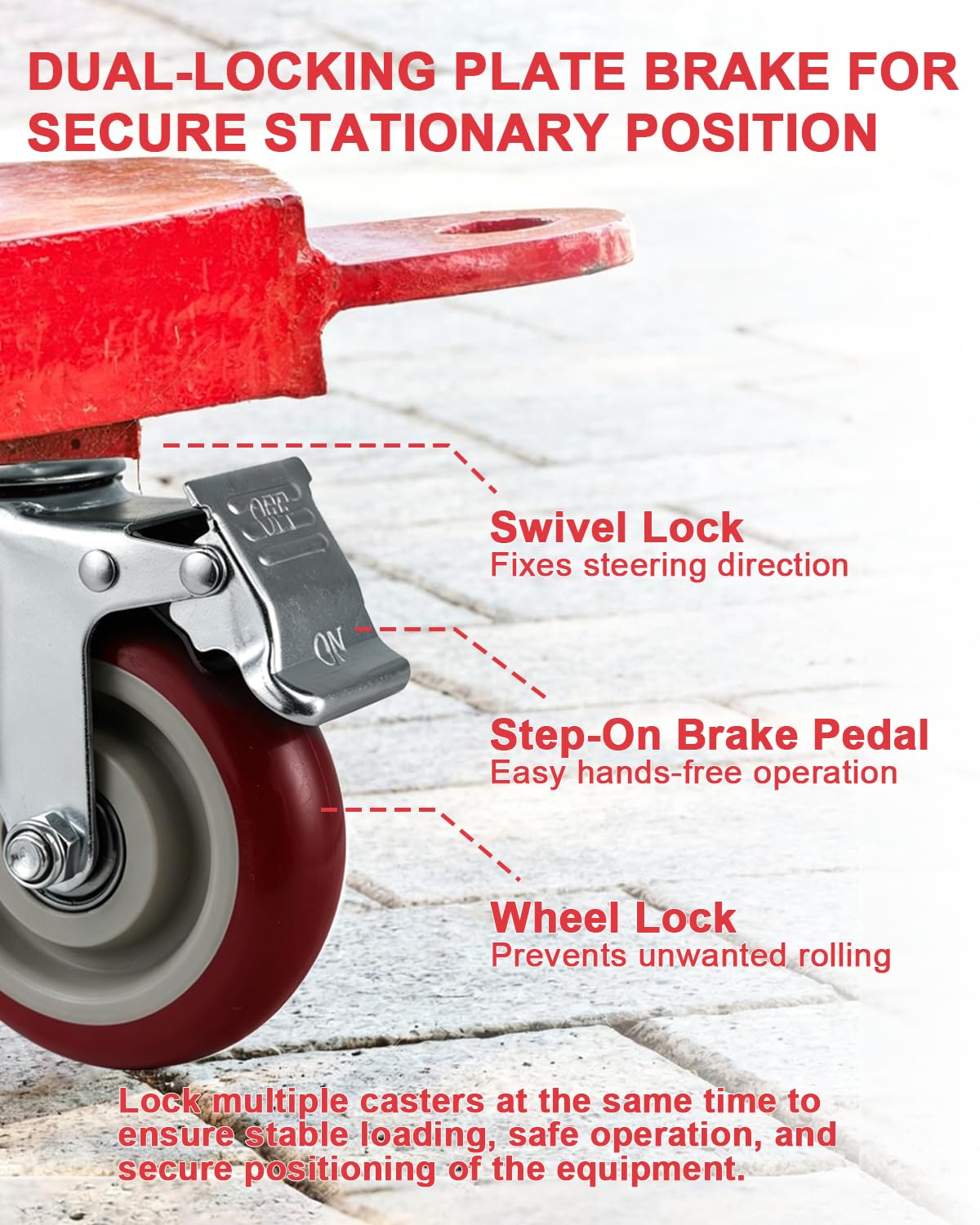 6 Pcs 4 Inch Heavy Duty Locking Swivel Plate Casters N1145