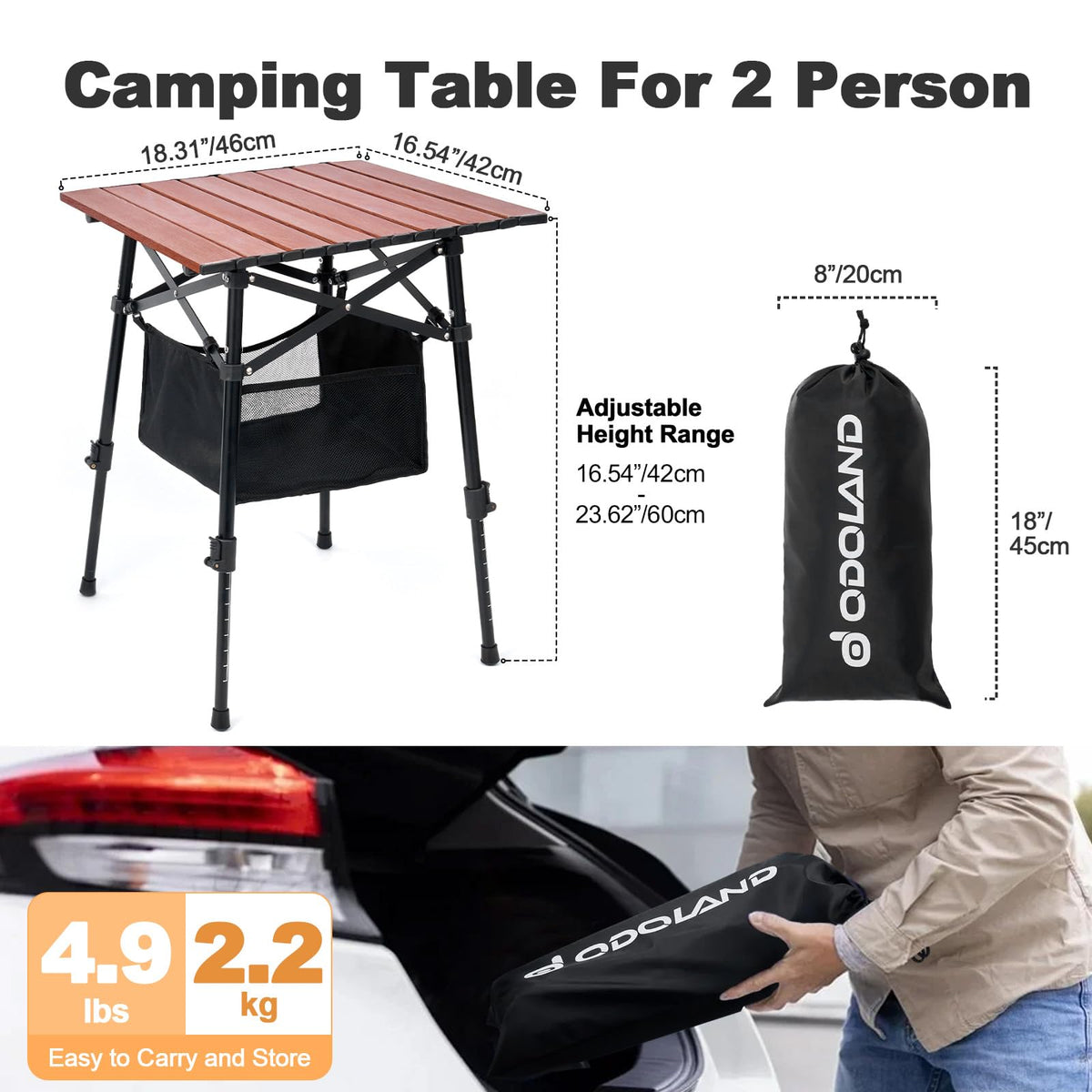 Portable Folding Camping Table Adjustable Height H173029