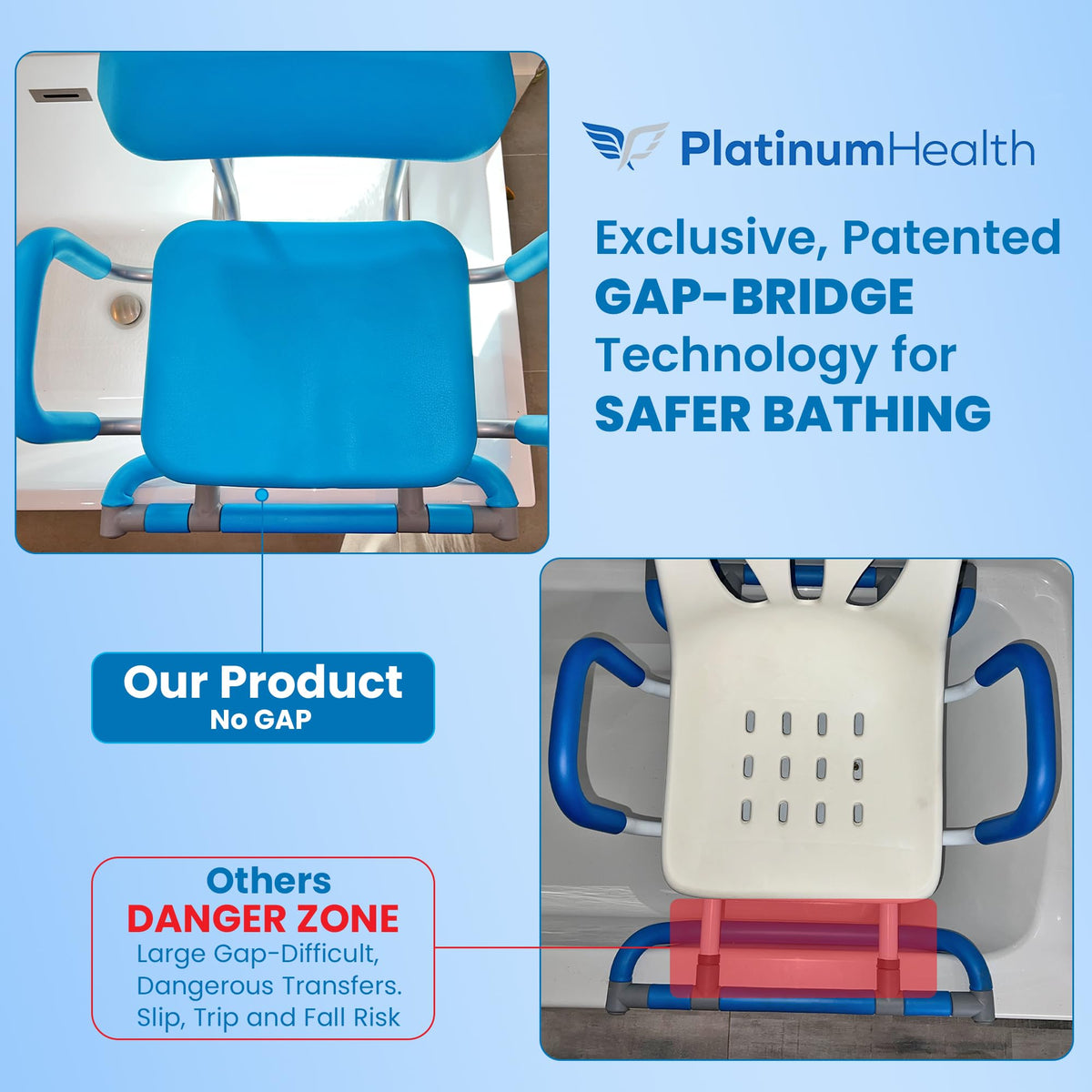 Blue Padded Sliding Shower Chair with Armrests T79632