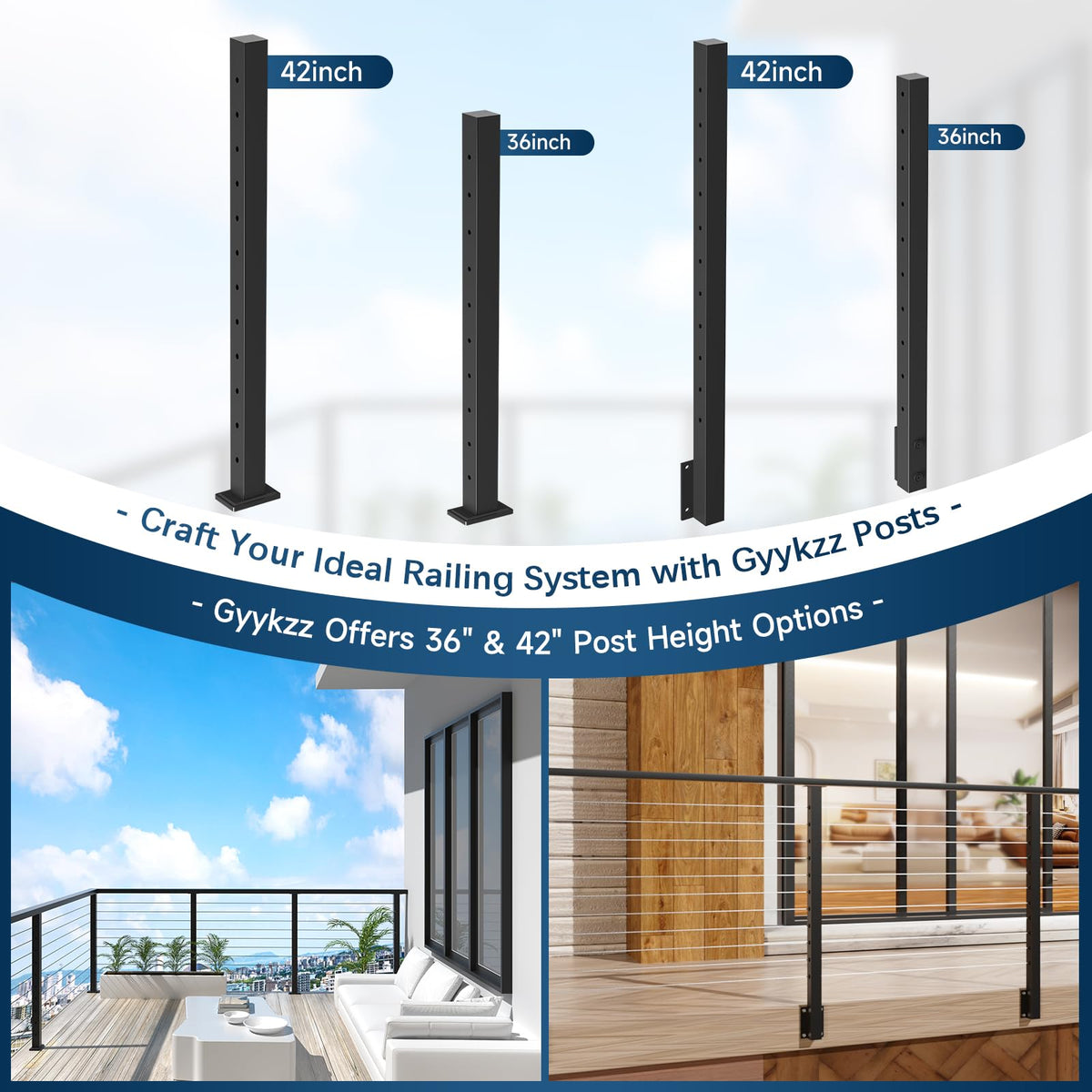 Black Aluminum Handrail 3 Pack U2818