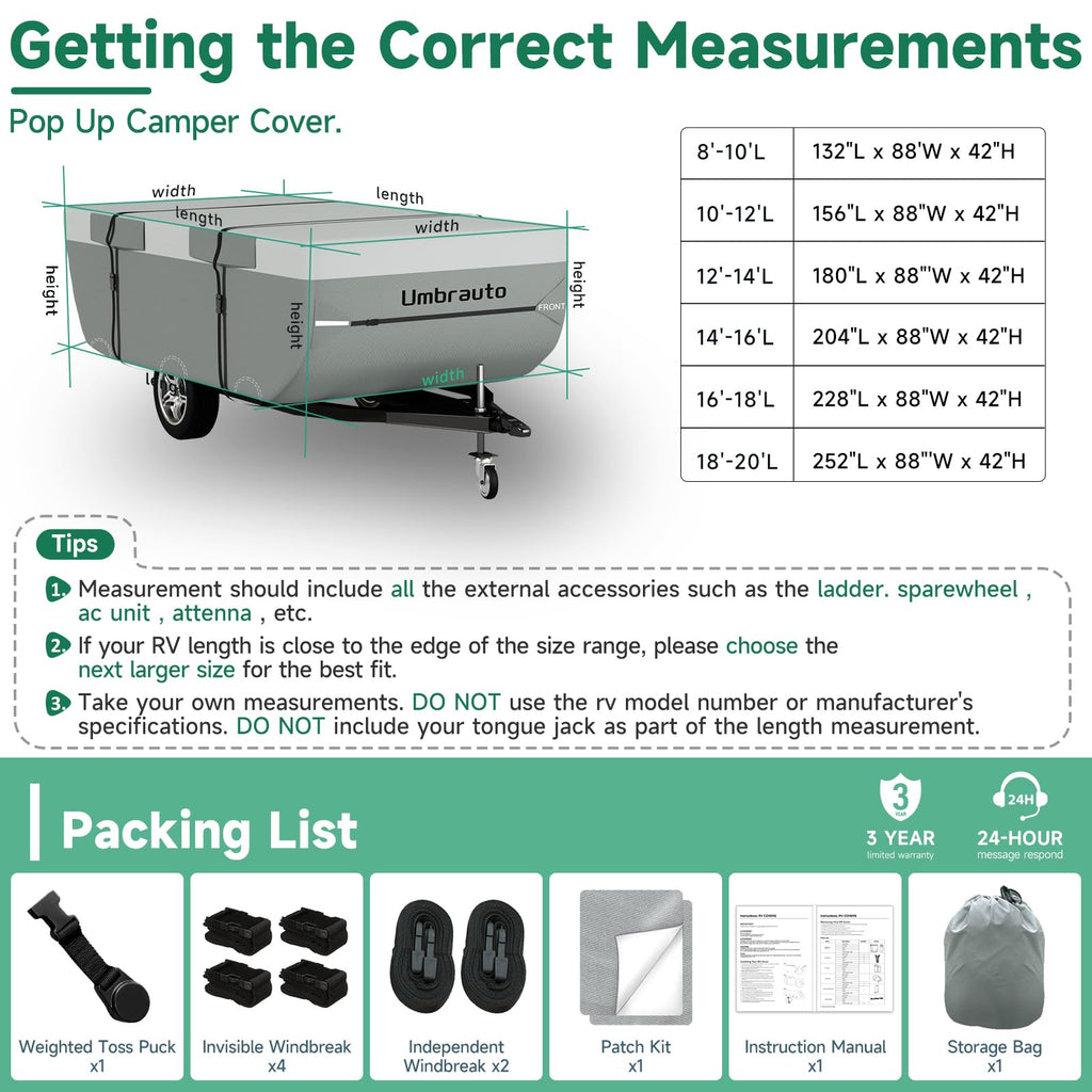 14-16ft Waterproof Breathable Ripstop Pop Up Camper Cover L12659