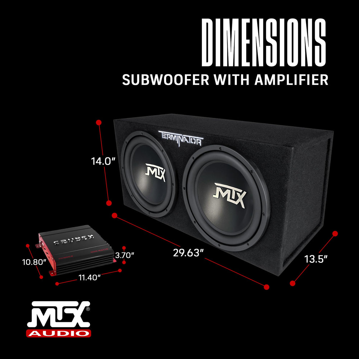 1000 Watt 2 Channel Amplifier with 12 Inch Subwoofer Enclosure L765