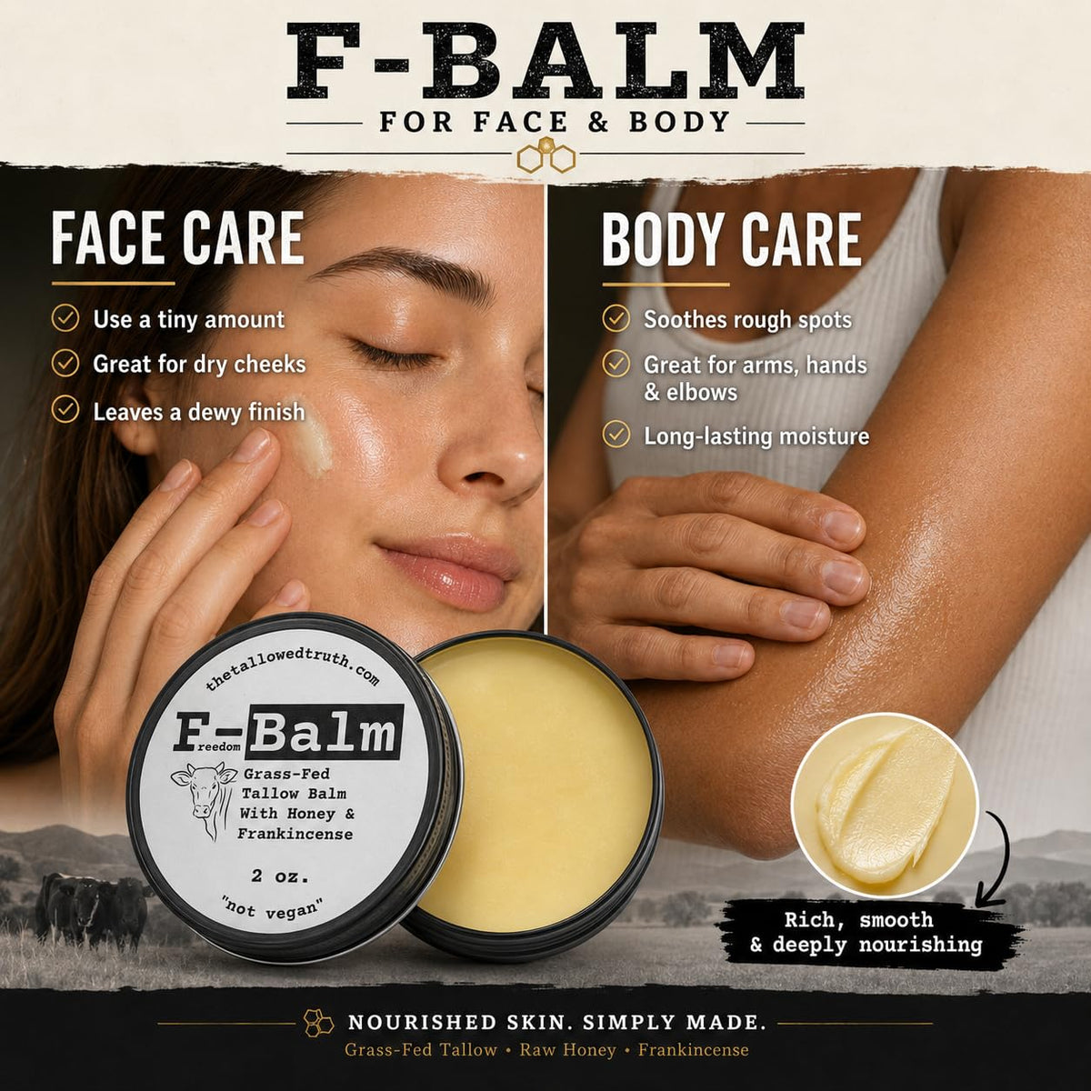 Beef Tallow and Honey Balm, 2 oz W70284