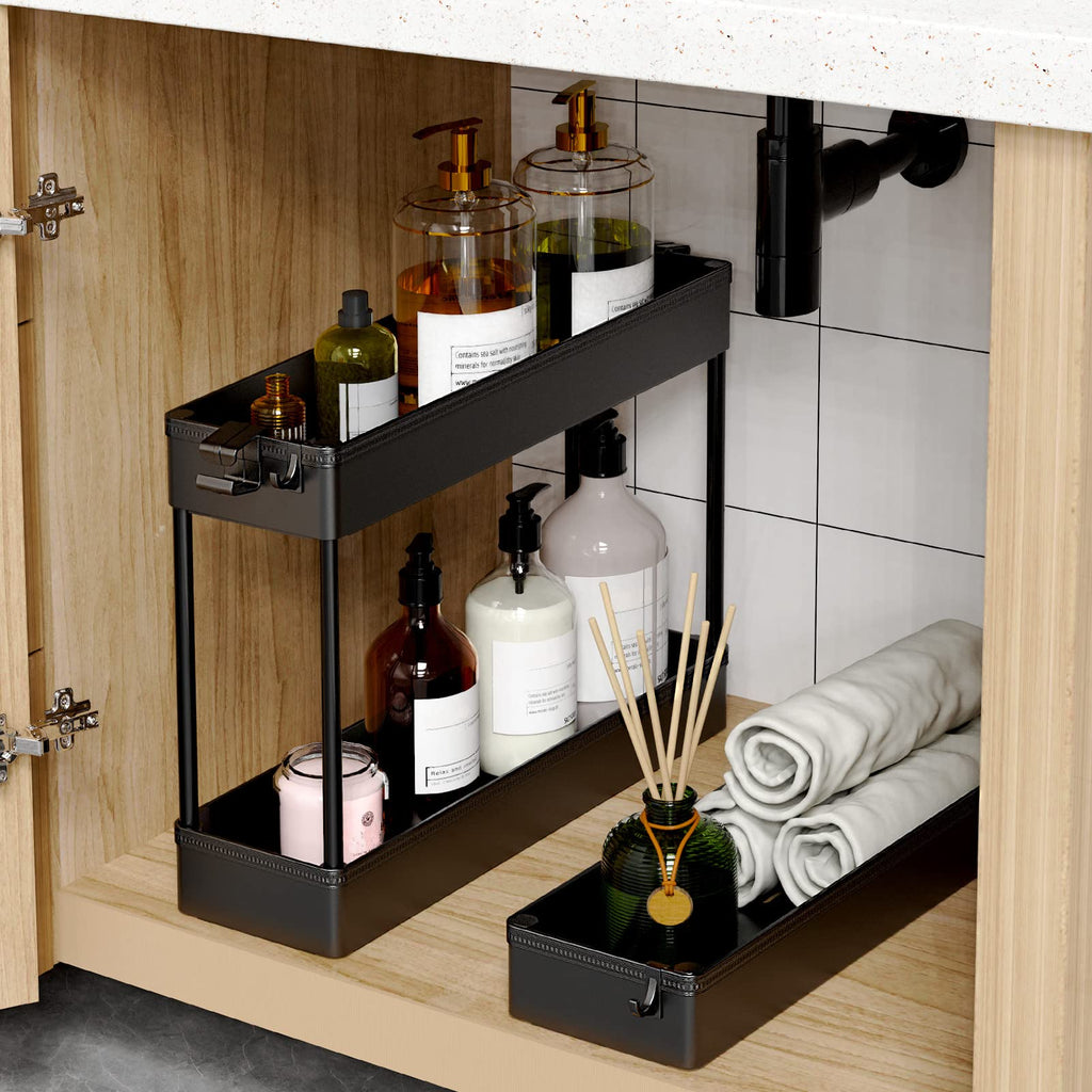 Black 3 Tier Slim Rolling Storage Cart E48949