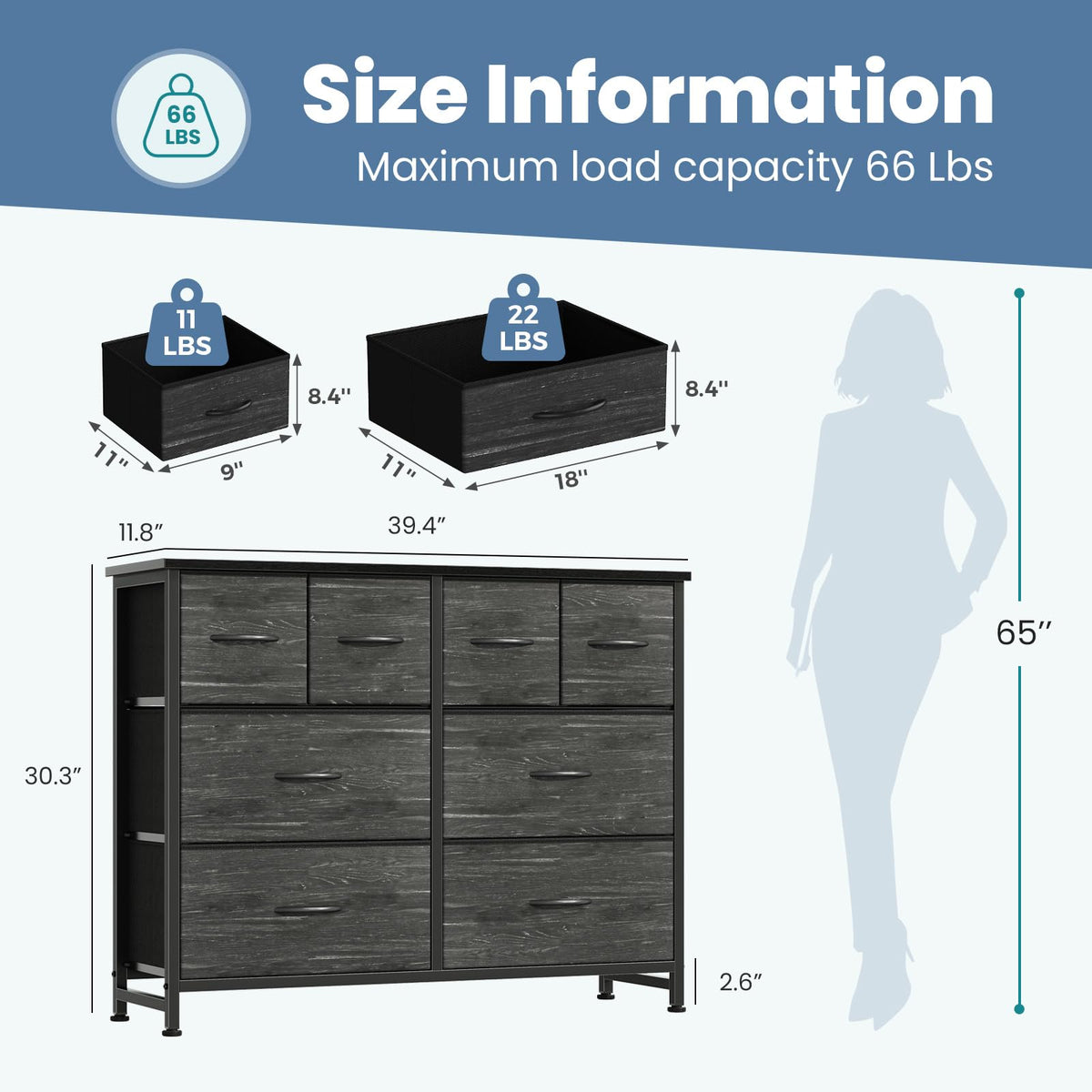 8 Fabric Drawer Dresser N390397