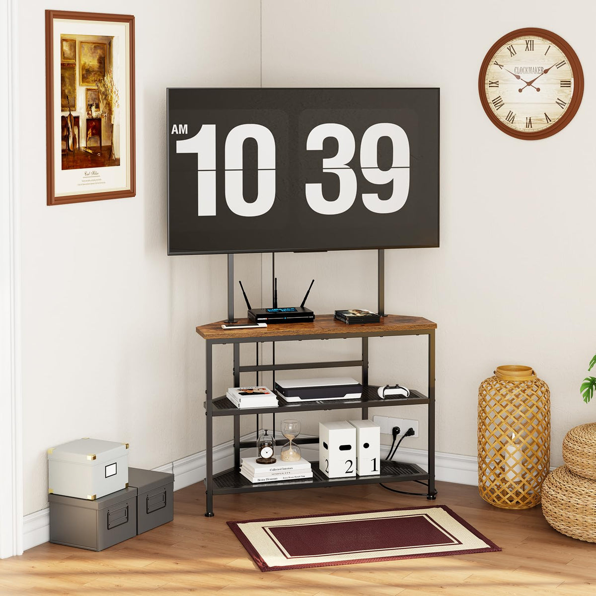 23" to 60" Corner TV Stand with Mount and Storage Shelves U616635