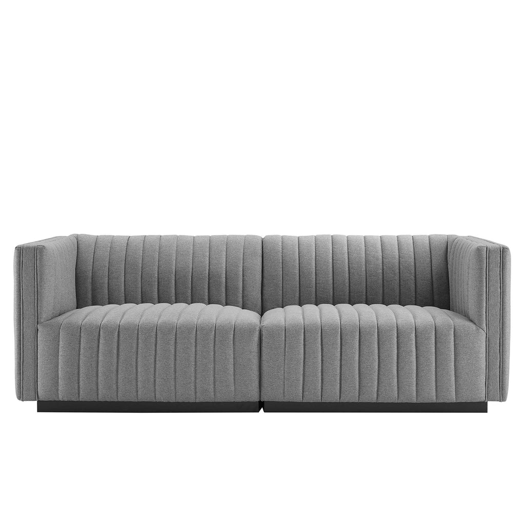Black Light Gray Tufted Upholstered Loveseat H5001