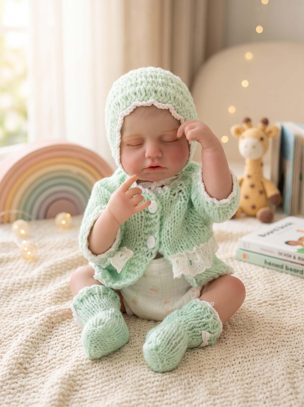 20-Inch Sleeping Reborn Baby Doll with Knitted Hat E230