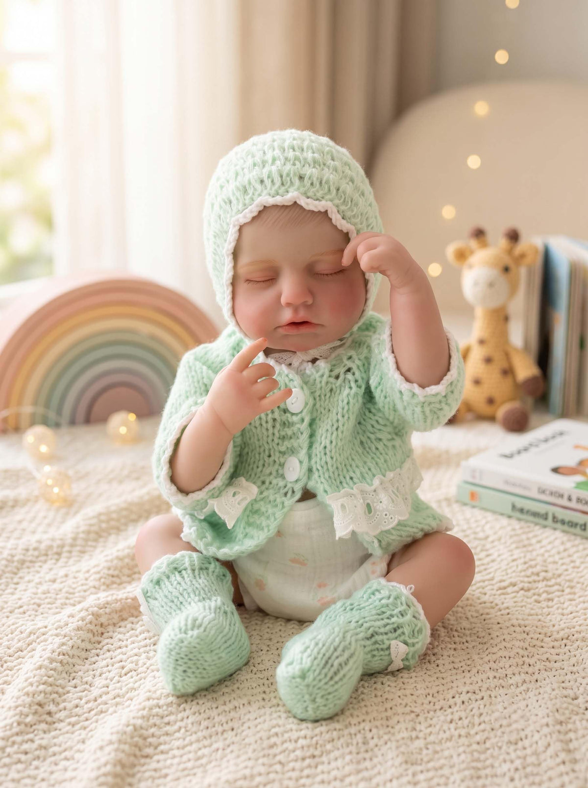 20-Inch Sleeping Reborn Baby Doll with Knitted Hat E230