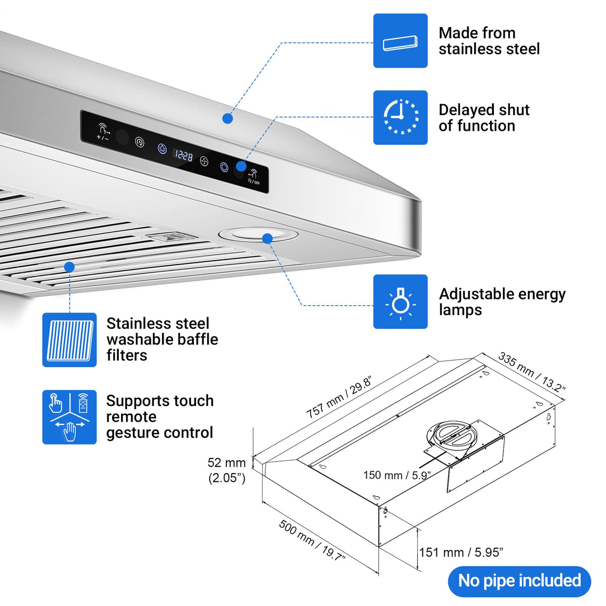30" Stainless Steel Under Cabinet Range Hood A99696
