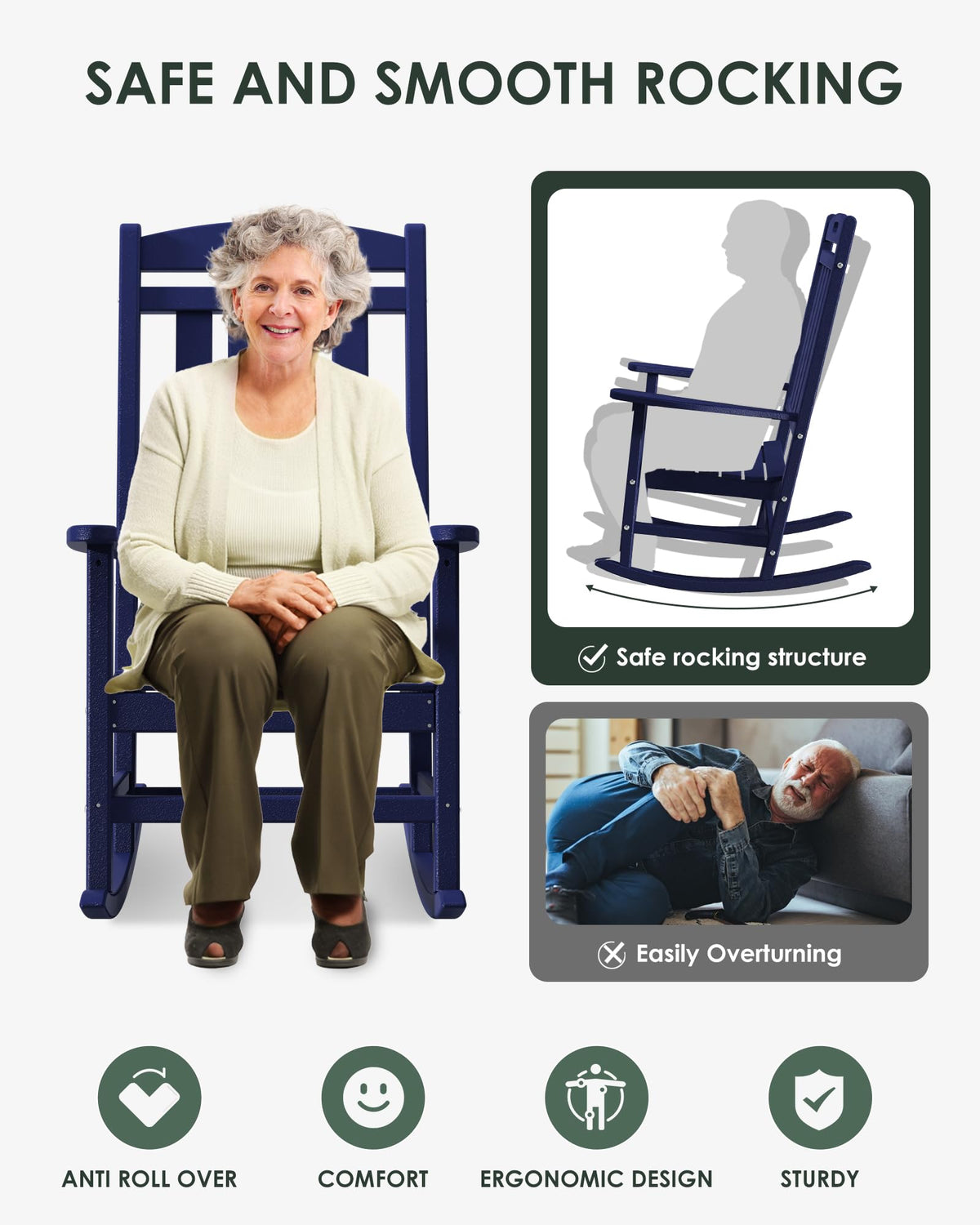 All-Weather Resistant Poly Lumber Rocking Chair L33040