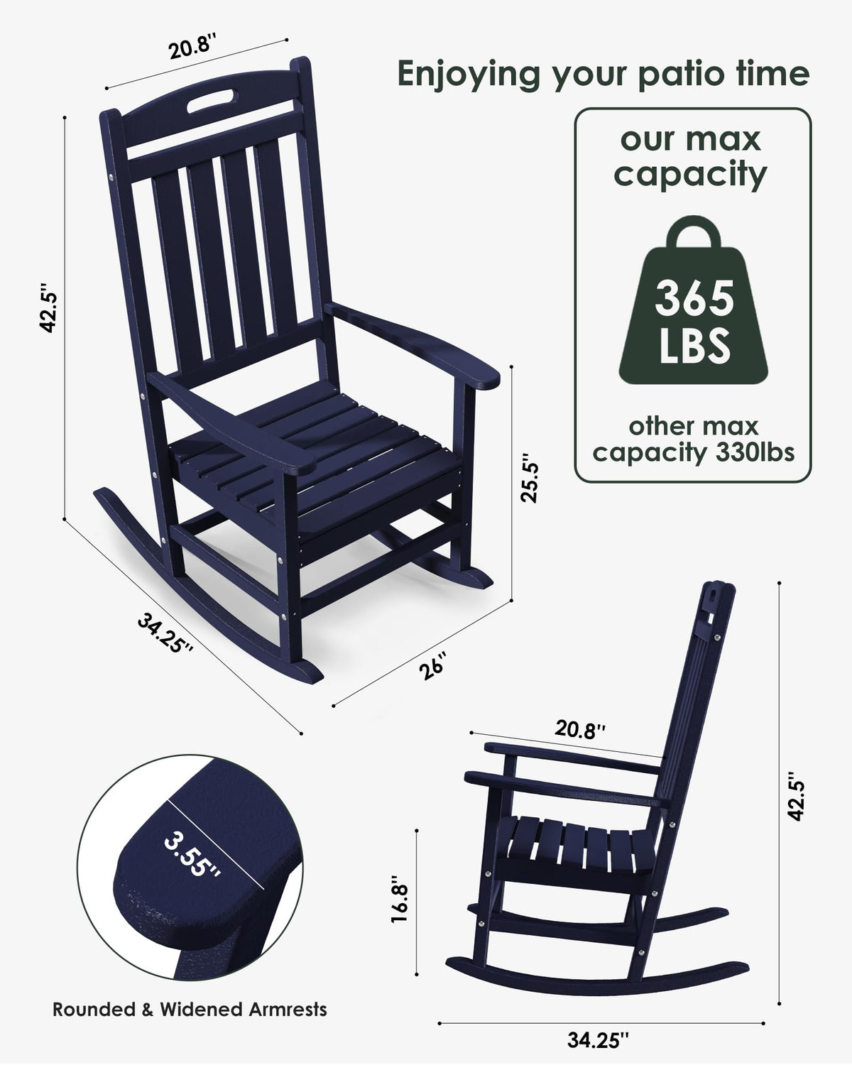 All-Weather Resistant Poly Lumber Rocking Chair L33040