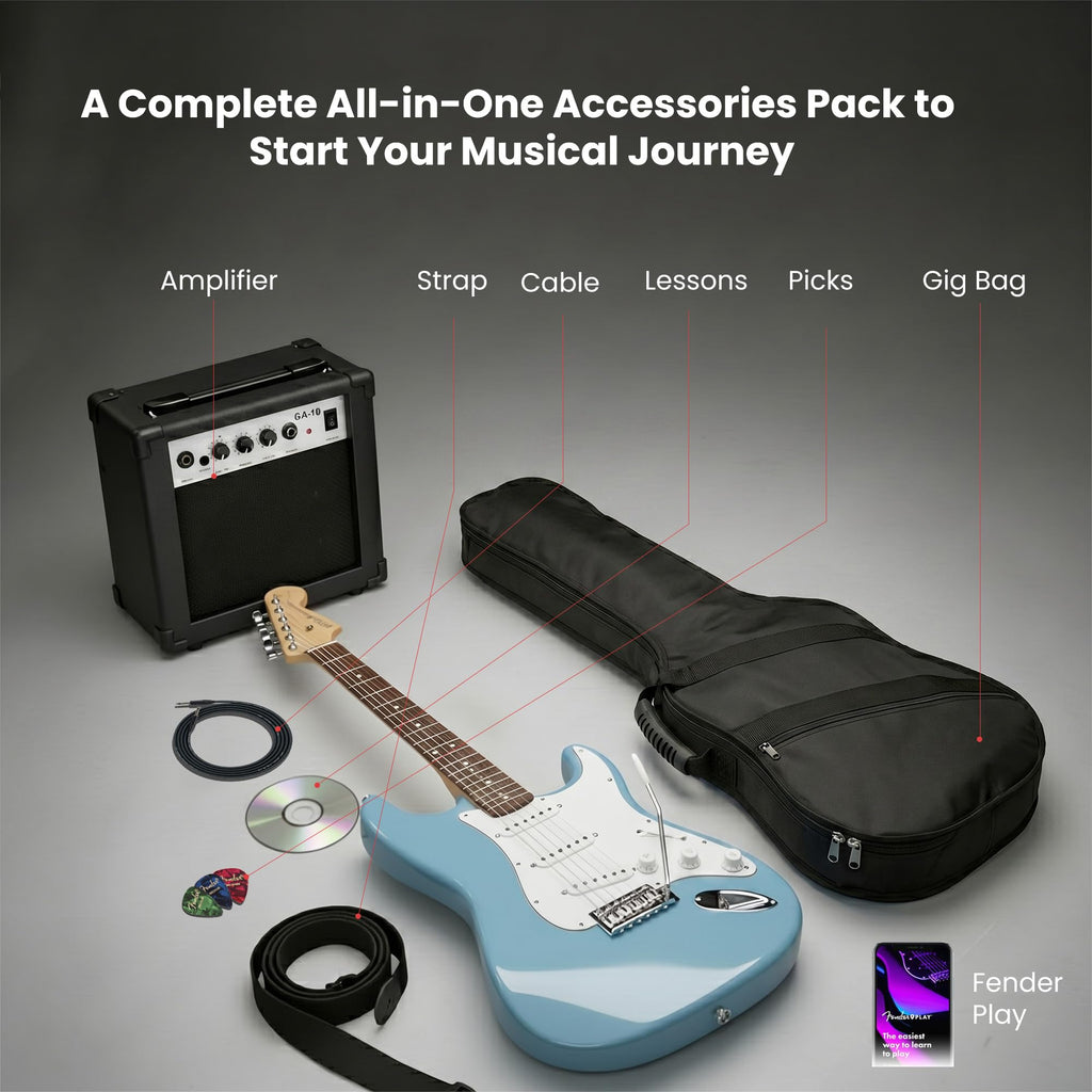 Daphne Blue Electric Guitar Bundle with Amplifier F820