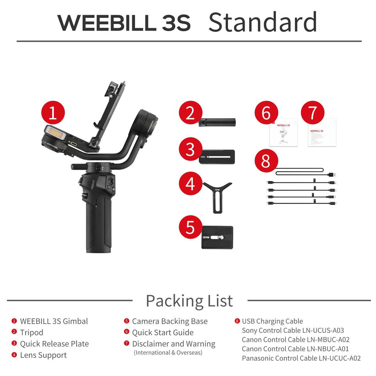 3KG Payload Gimbal Stabilizer with Fill Light R10334