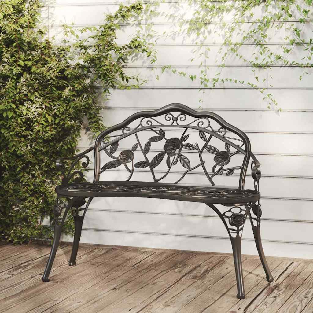 Cast Aluminum Black Patio Bench D316047
