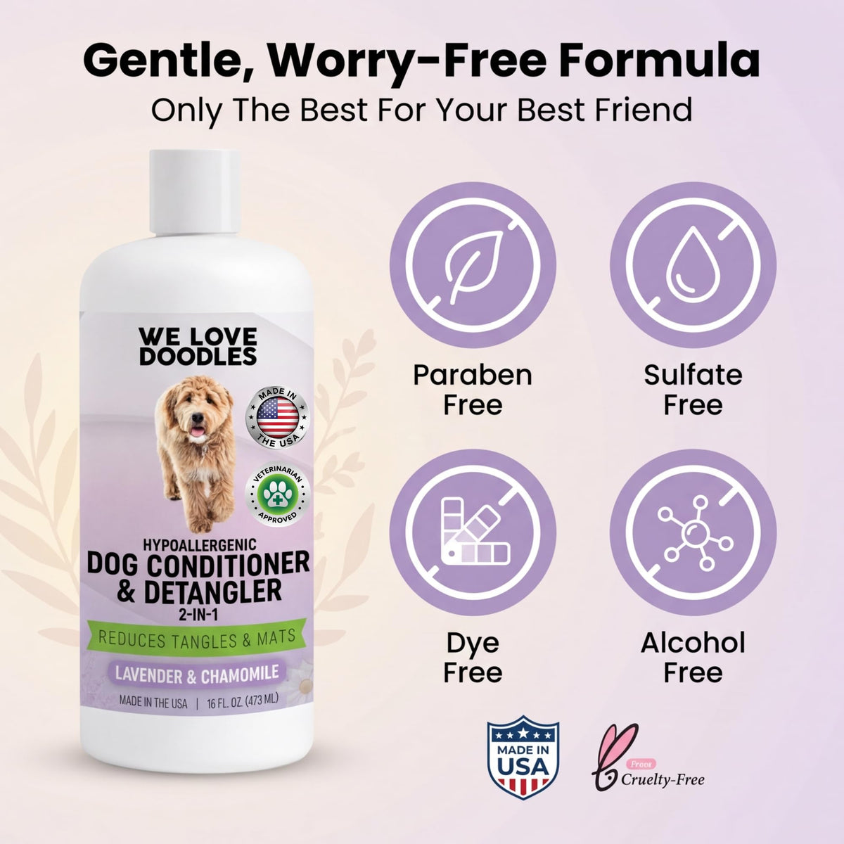2-in-1 Dog Conditioner & Detangler, Lavender, 16OZ X29528