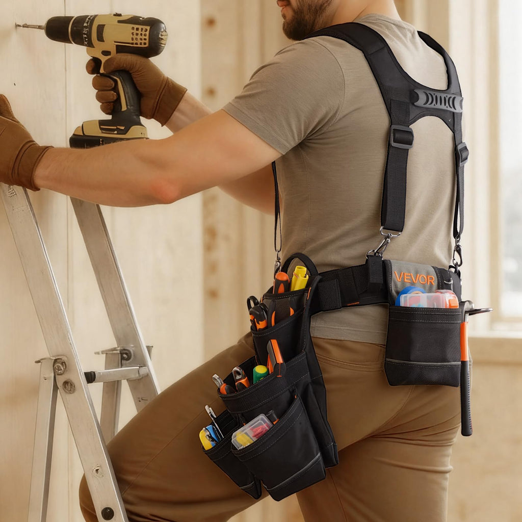 19 Pockets Adjustable Tool Belt with Suspenders T927