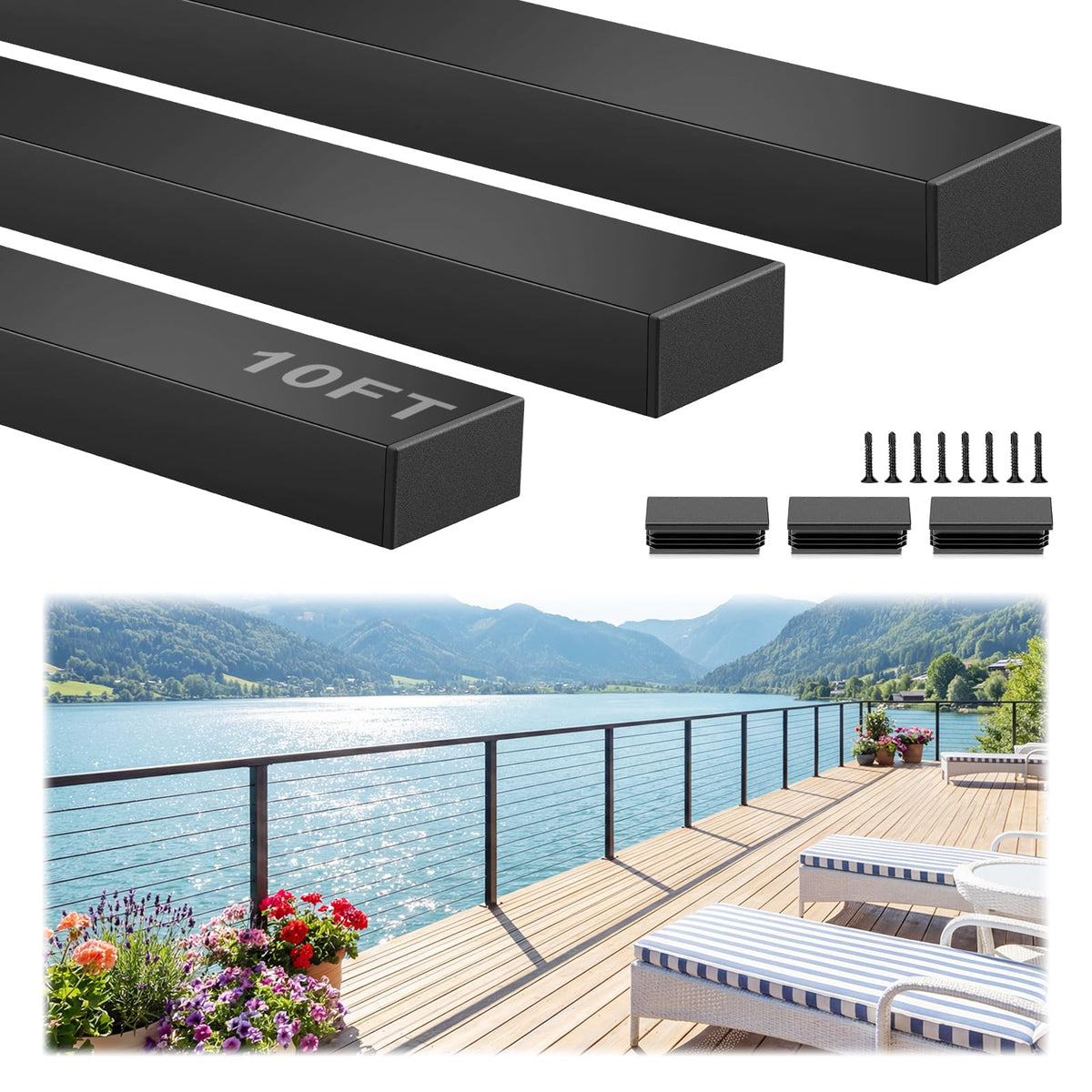 Black Aluminum Handrail 3 Pack U2818