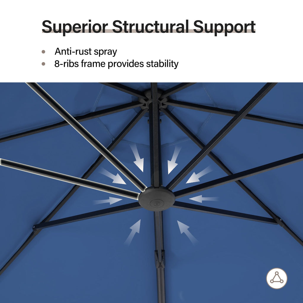 11 FT Navy Blue Cantilever Patio Umbrella with Base U709387