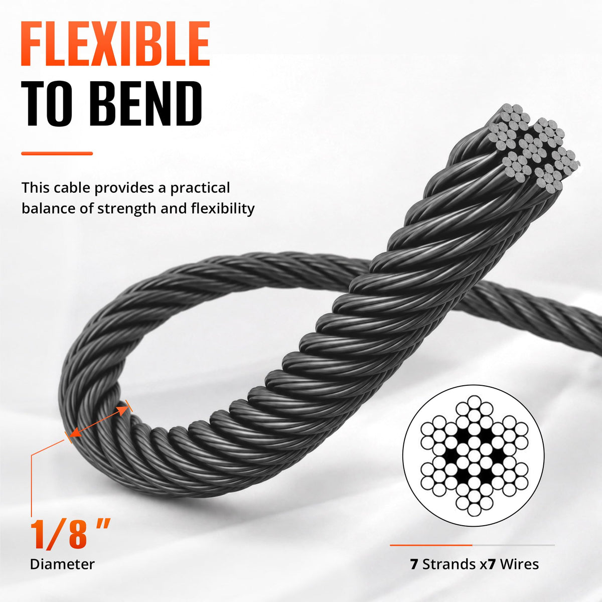 Black Stainless Steel Cable 1000FT H294453