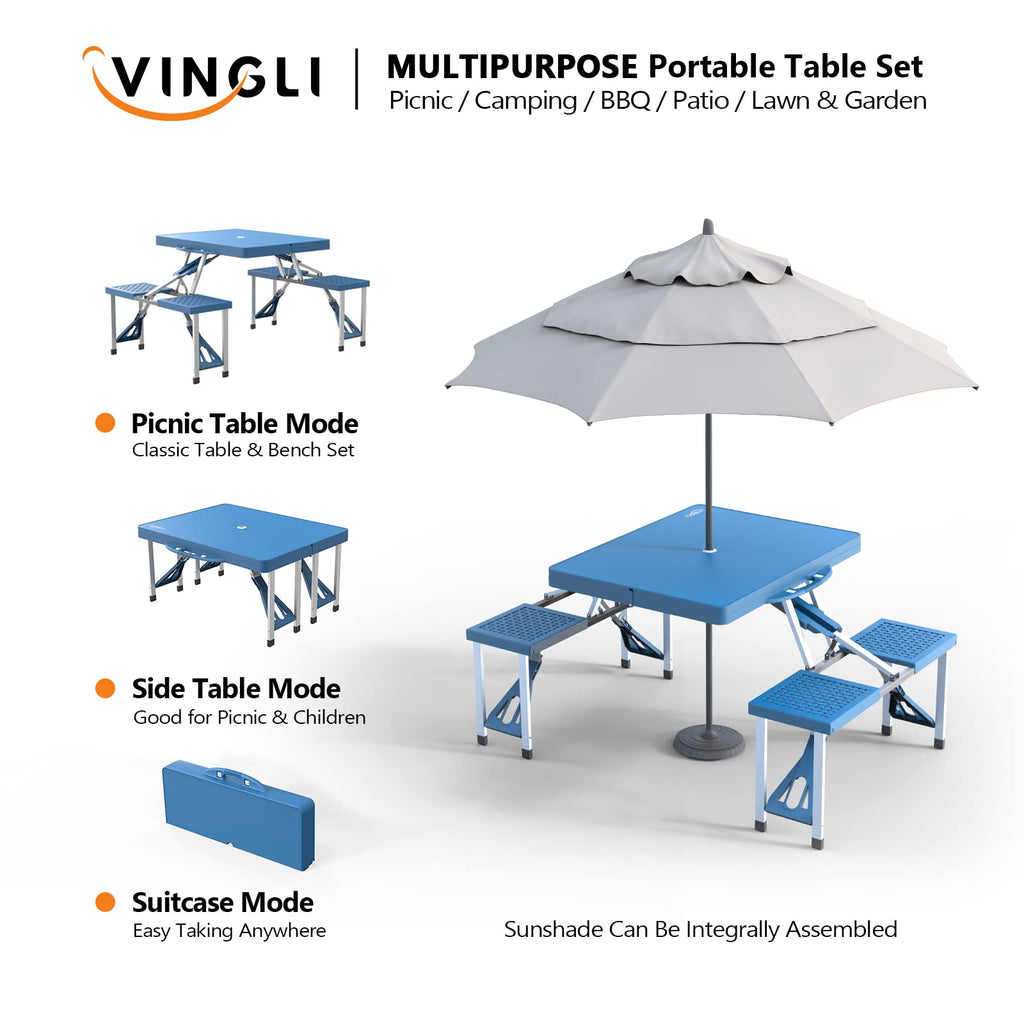 4 Ft Folding Picnic Table Set with 4 Seats Z842838