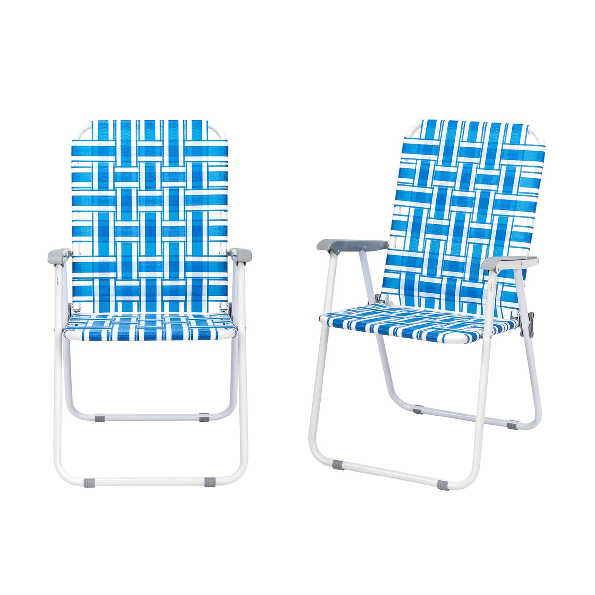 Blue Webbed Folding Lawn Chairs Set of 2 J967414