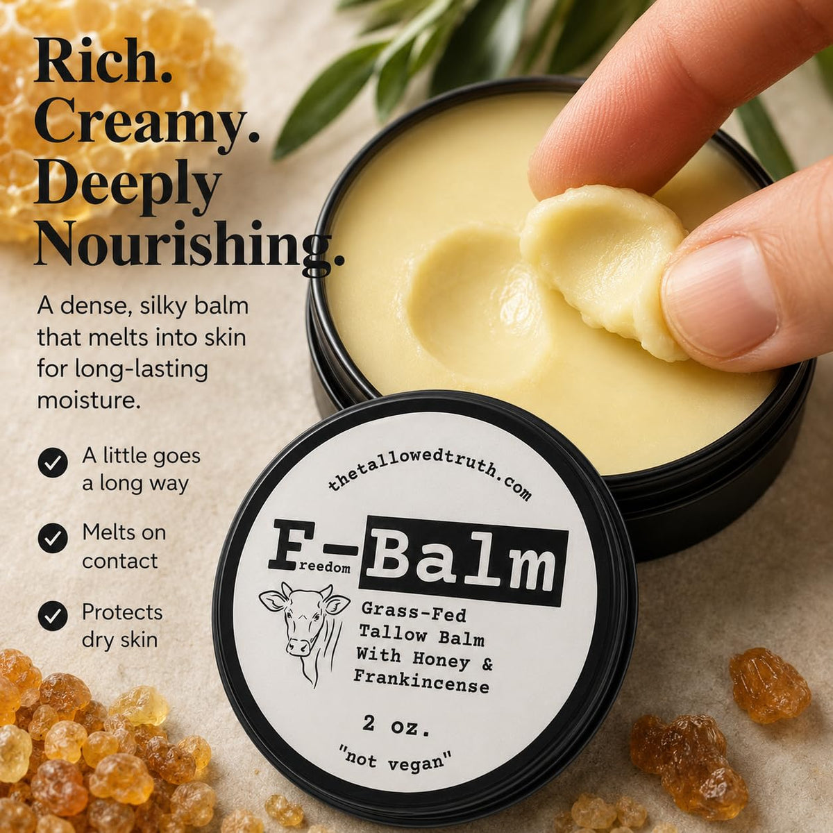Beef Tallow and Honey Balm, 2 oz W70284