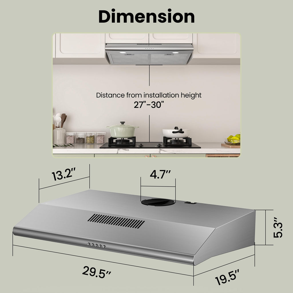 30 inch 300 CFM Under Cabinet Range Hood Q6504