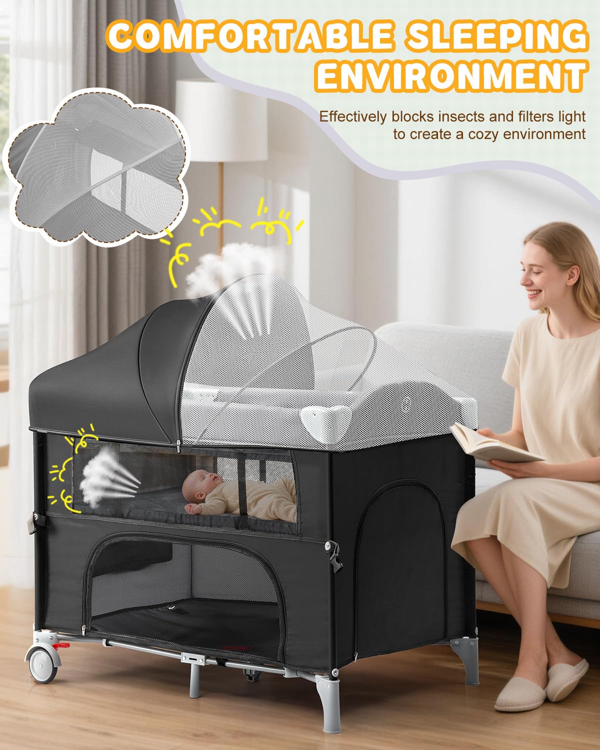 5 in 1 Bedside Bassinet M7803