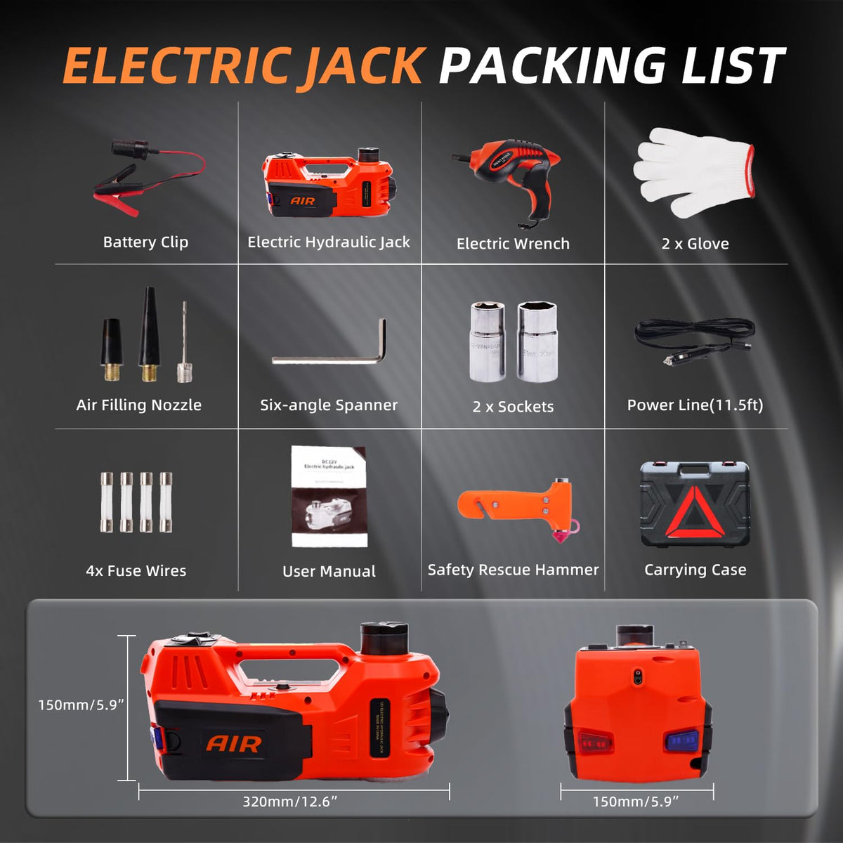 5 Ton 12V Electric Car Jack Kit S79193