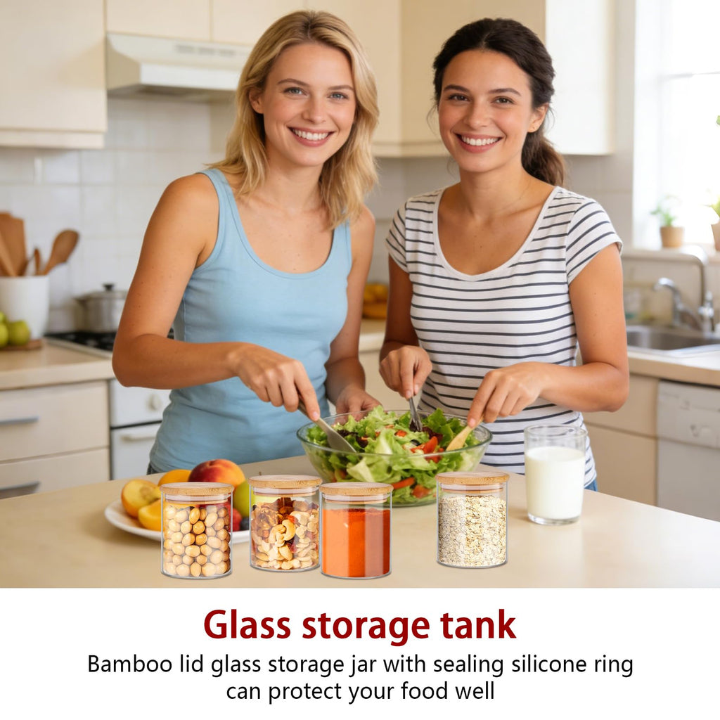 16 oz Glass Food Storage Jars with Bamboo Lids G69923