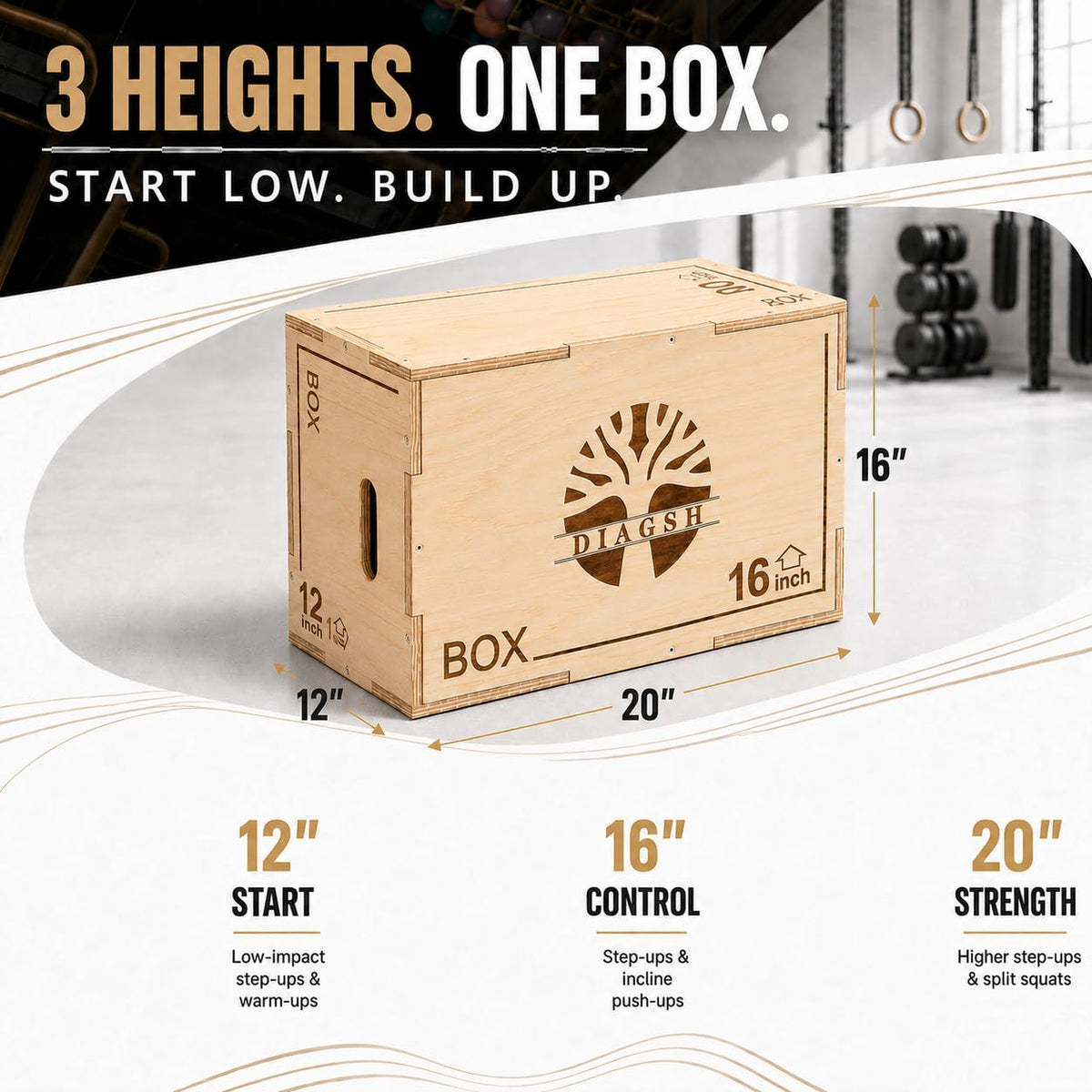 3-in-1 Wood Plyometric Jump Platform L8294