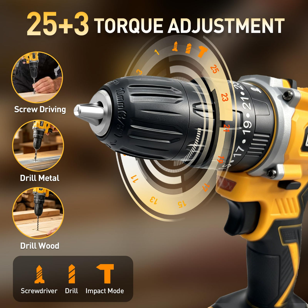 21V Cordless Drill Set with 2 Batteries and Charger N43577