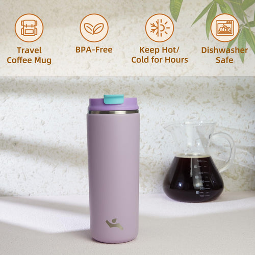 16oz Insulated Stainless Travel Coffee Mug with Lid Q19814