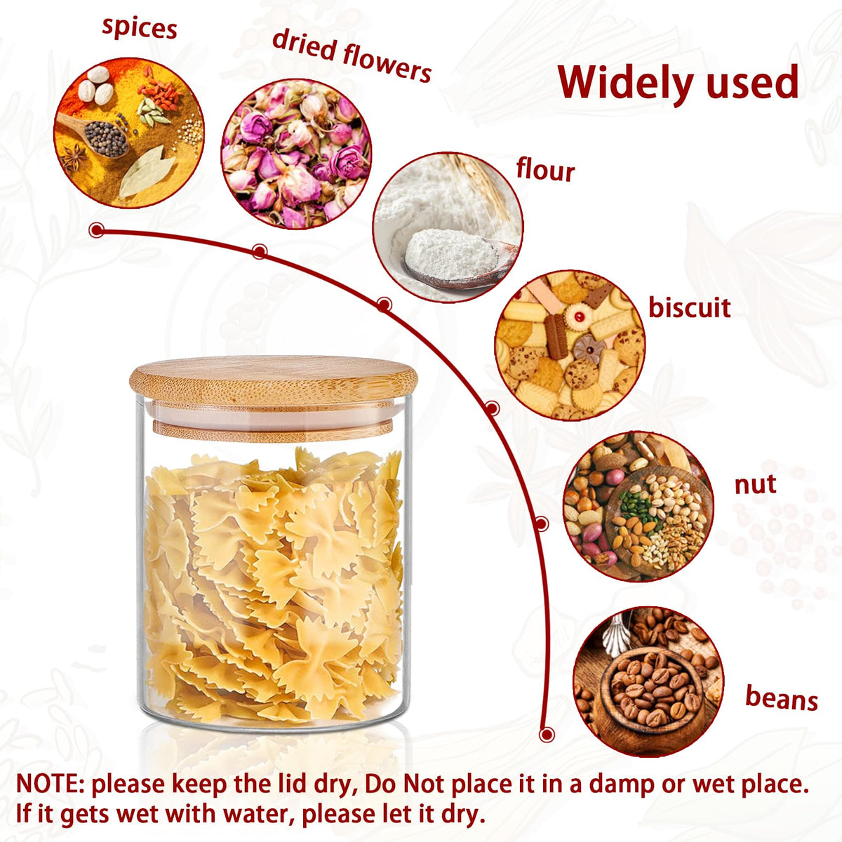 16 oz Glass Food Storage Jars with Bamboo Lids G69923