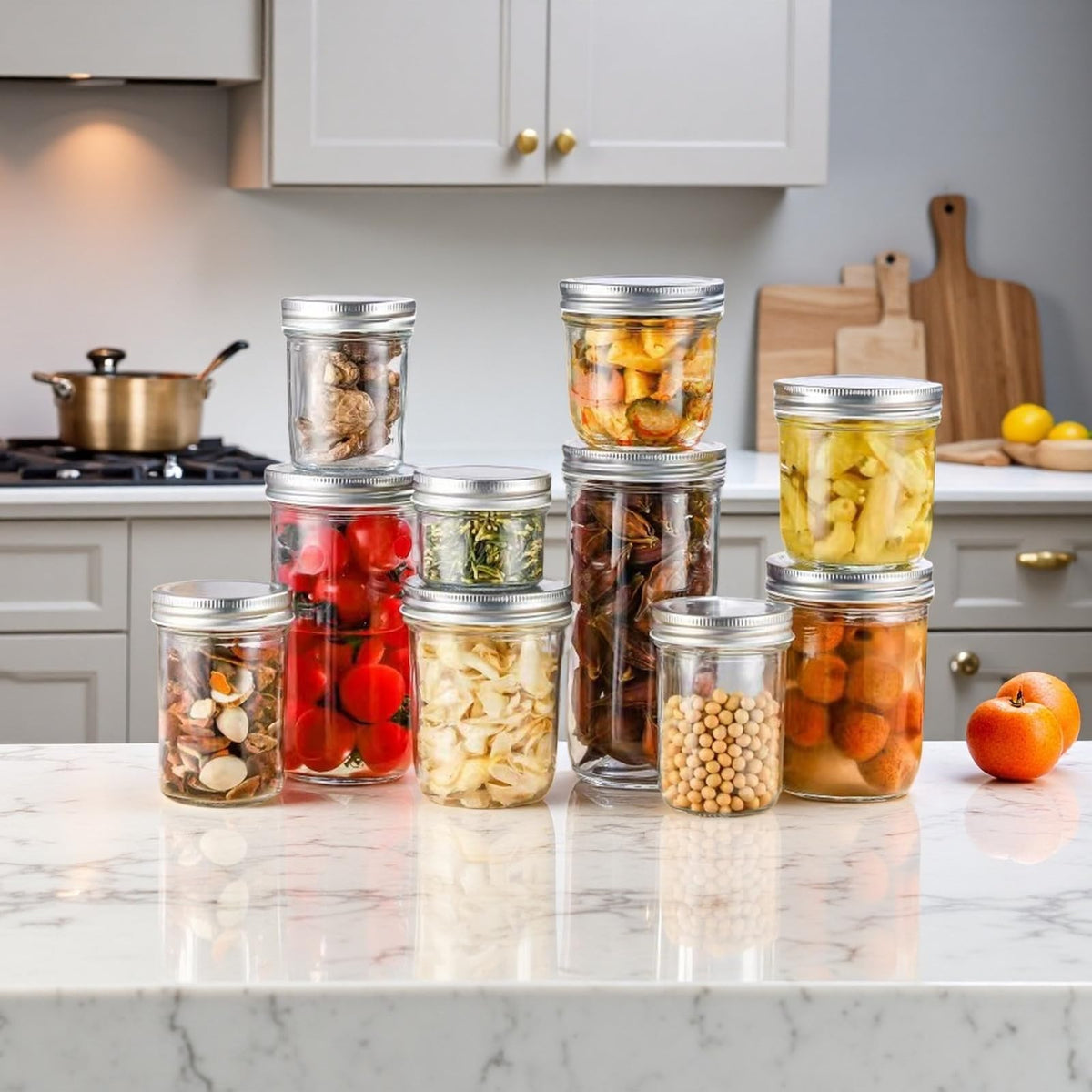 12 Pc 16 oz Wide Mouth Glass Mason Jars with Lids Z1807