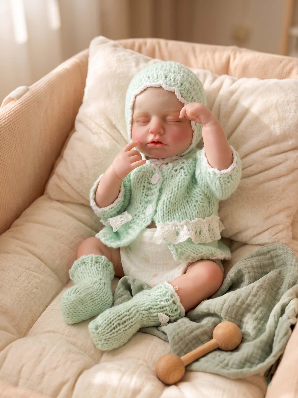20-Inch Sleeping Reborn Baby Doll with Knitted Hat E230