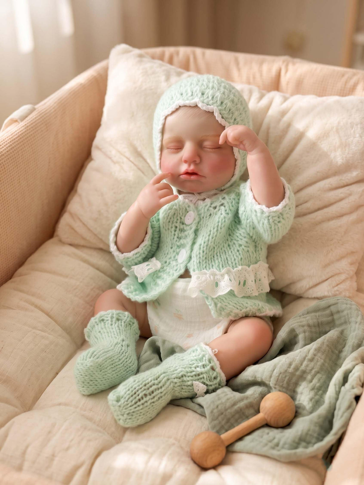 20-Inch Sleeping Reborn Baby Doll with Knitted Hat E230