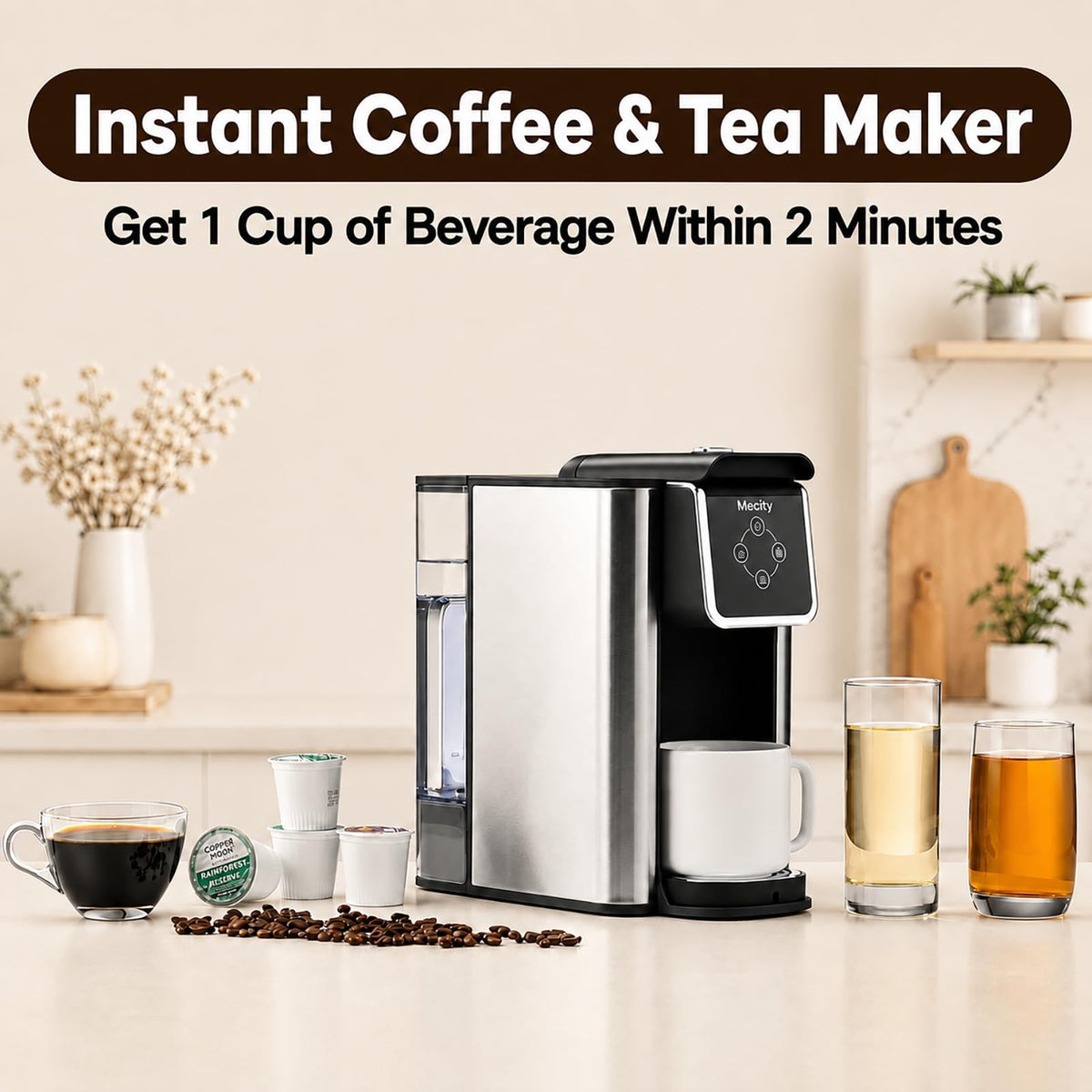 3 in 1 Single Serve Coffee Maker with 50 Oz Water Reservoir Z59072