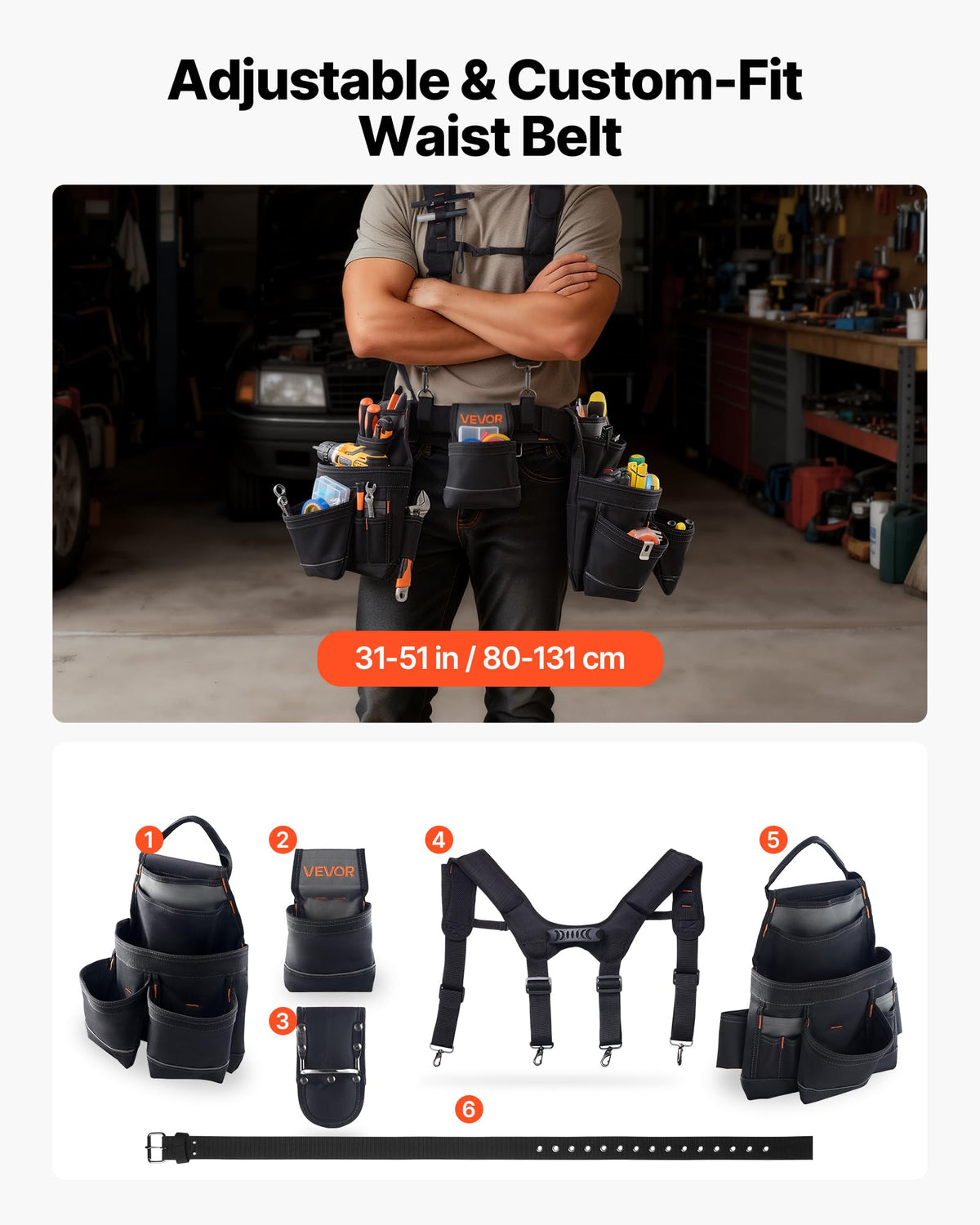 19 Pockets Adjustable Tool Belt with Suspenders T927