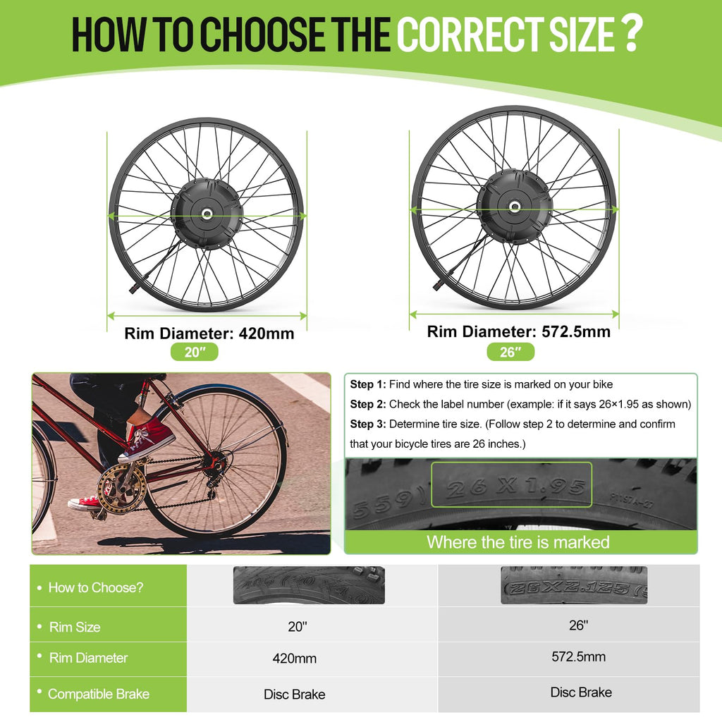 1000W Rear Hub Motor Fat Tire Ebike Conversion Kit F848