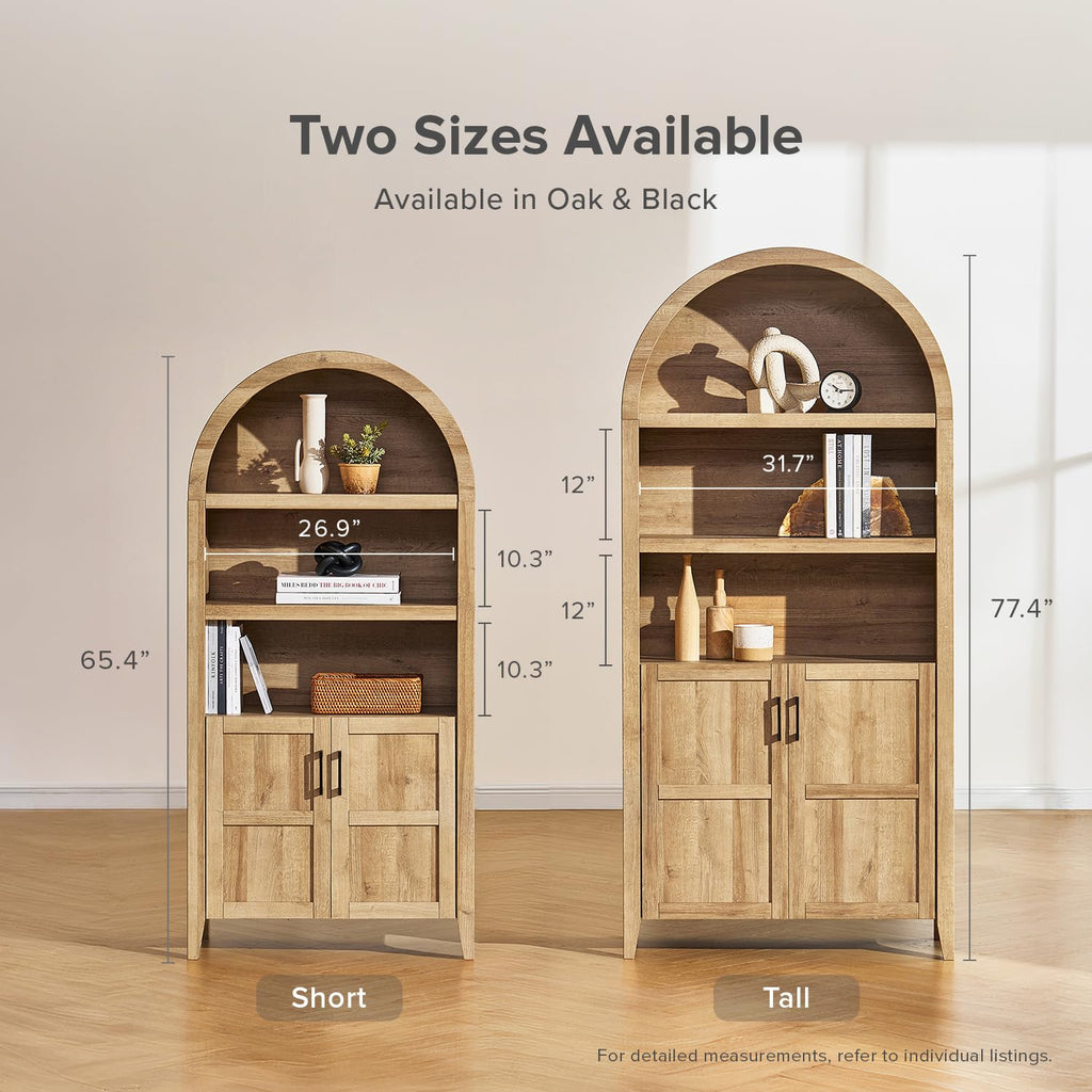 77.4" Tall Arched Wooden Storage Cabinet with Doors and Adjustable Shelves V246667