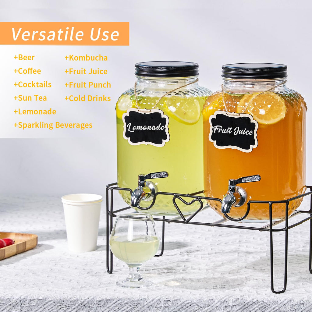 1 Gallon Glass Beverage Dispenser with Stand and Fruit Infuser Z99850