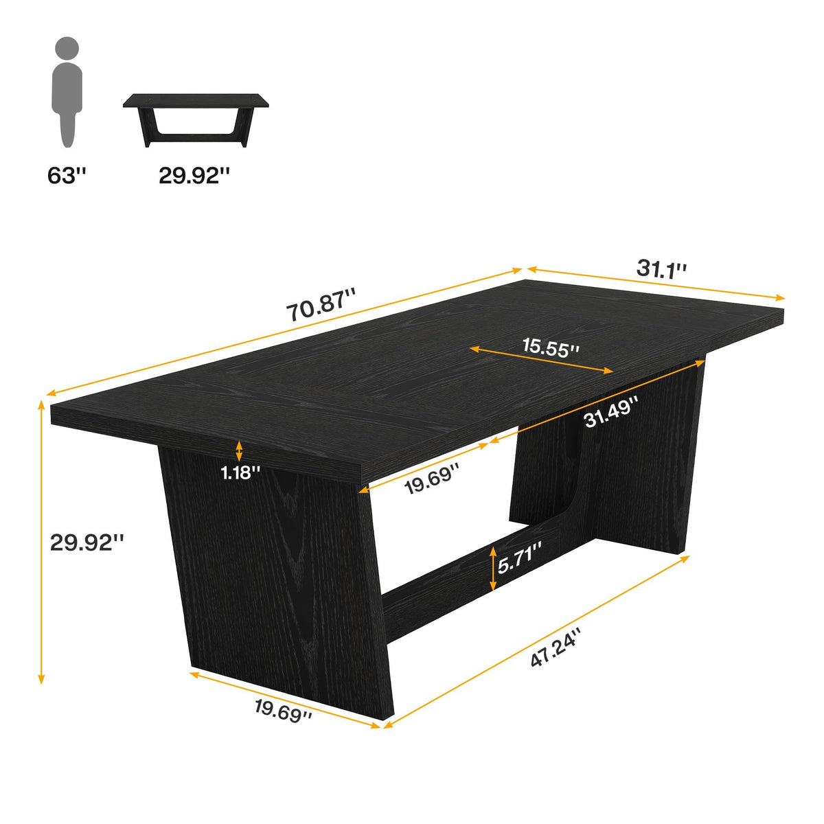 6 FT Rectangular Conference Table with Pedestal Base U992931