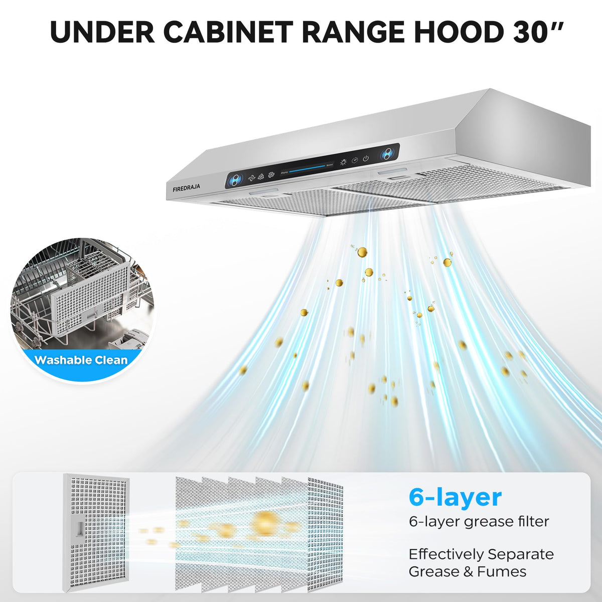 30 Inch 550 CFM Stainless Steel Under Cabinet Range Hood V6118