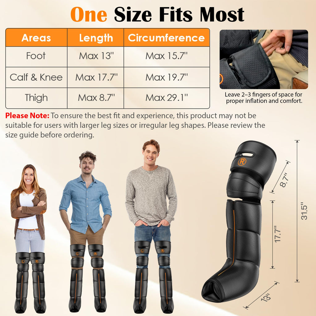 Air Compression Leg Massager with Heat, 6 Modes, 9 Intensities I1488