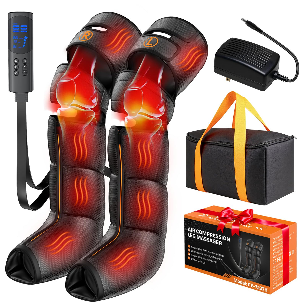 Air Compression Leg Massager with Heat, 6 Modes, 9 Intensities I1488
